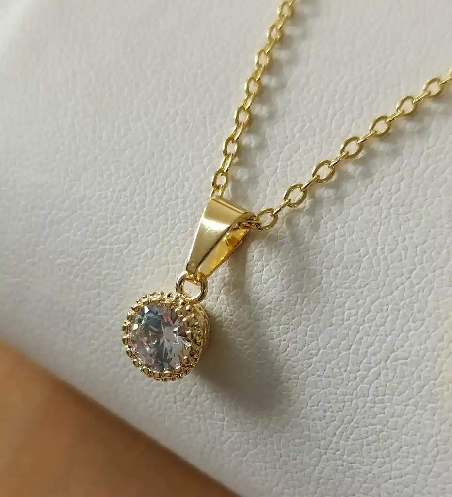 Cadena Con Zircón En Oro Laminado 18k