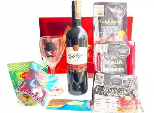 Regalo Especial Super Premium Box Hombre Con Vino Y Carnes Frias - Regalo Feliz Cumpleaños - Regalo Feliz Dia