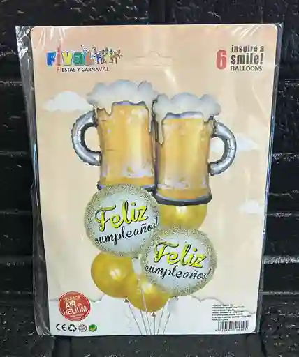 Bouquet De Globos Cerveza X9 Piezas