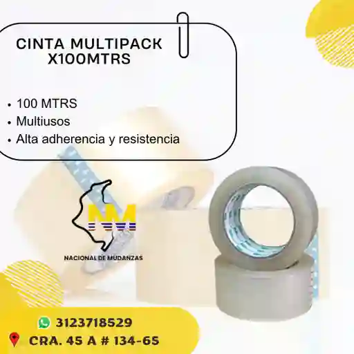 Cinta Transparente Multipack X 100 Mtrs