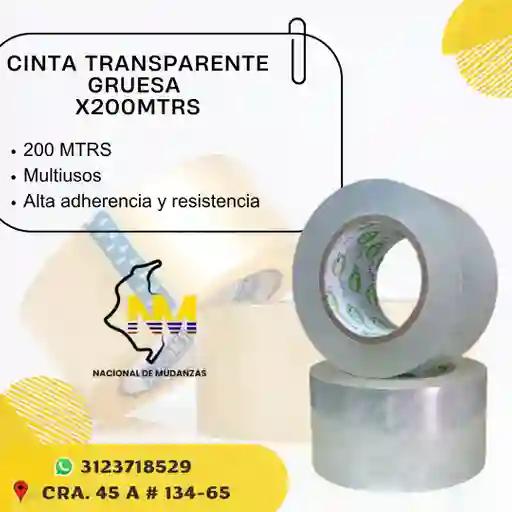 Cinta Transparente Gruesa X 200 Mtrs