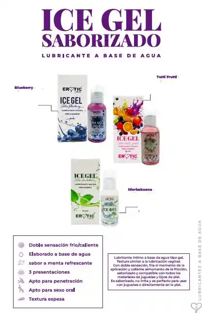 Lubricante Ice Gel Sabor Hierbabuena 40ml