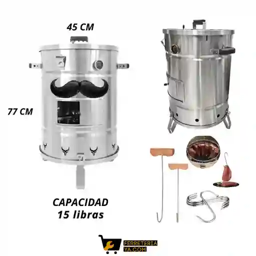Barril Ahumador 15 Libras En Lámina De Acero Inoxidable.