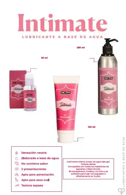 Lubricante A Base De Agua Intimate 30ml
