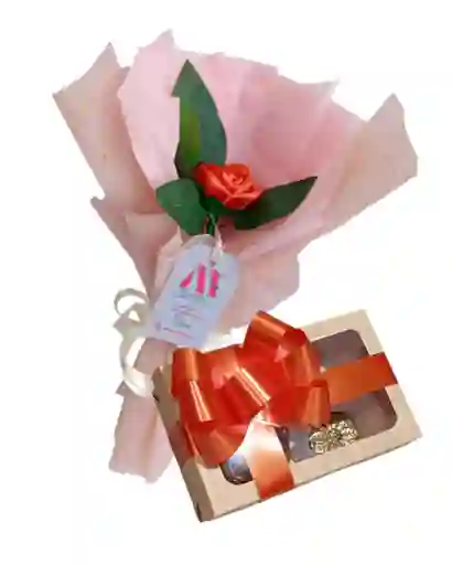 Rosa Solitaria Con Chocolates