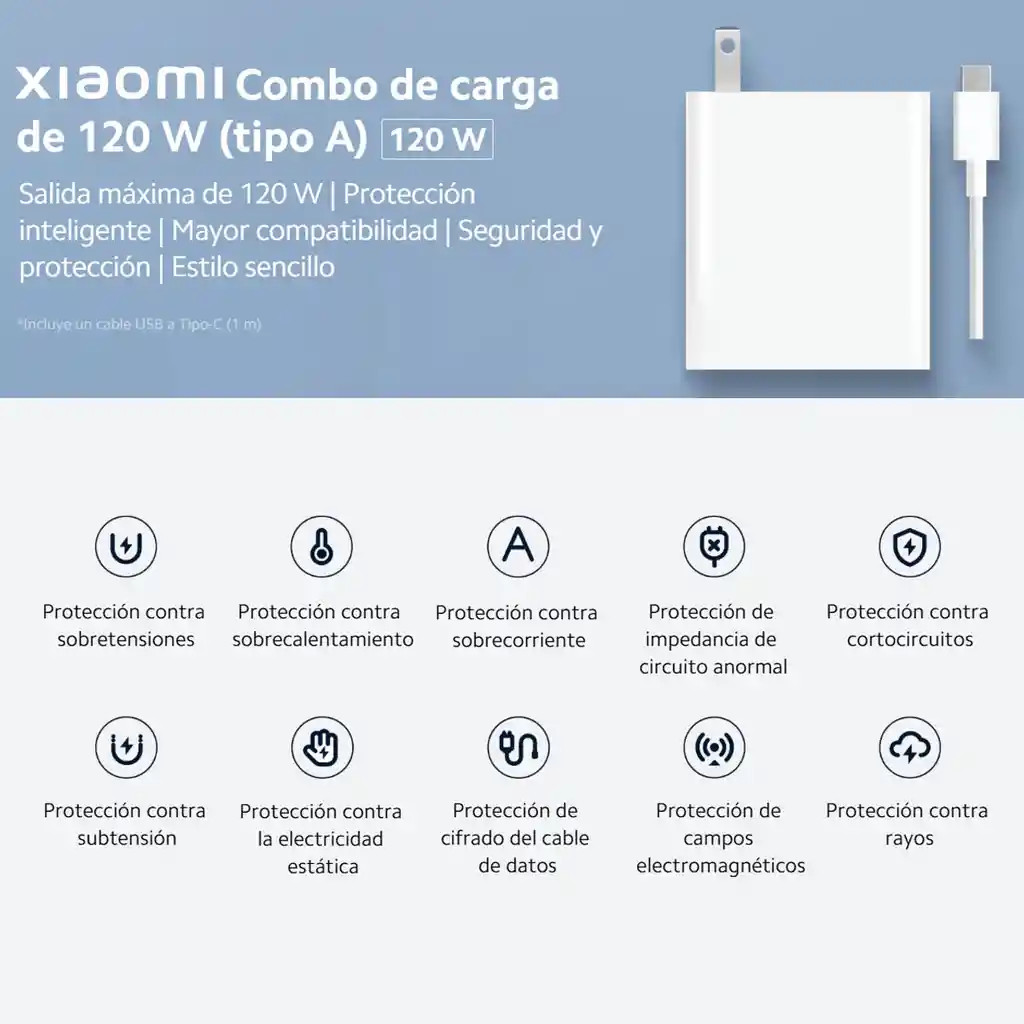 Xiaomi Turbo Cargador 120w + Cable Usb Tipo-c 100% Original
