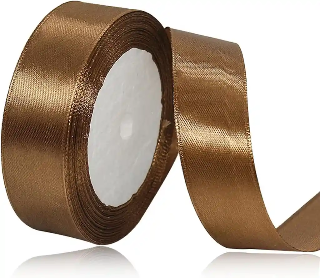 Cinta Listón De Tela Lisa Satinada Color Café 2,5cm X2 Metros