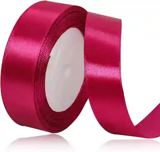 Cinta Listón De Tela Lisa Satinada Color Fucsia 2,5cm X2 Metros