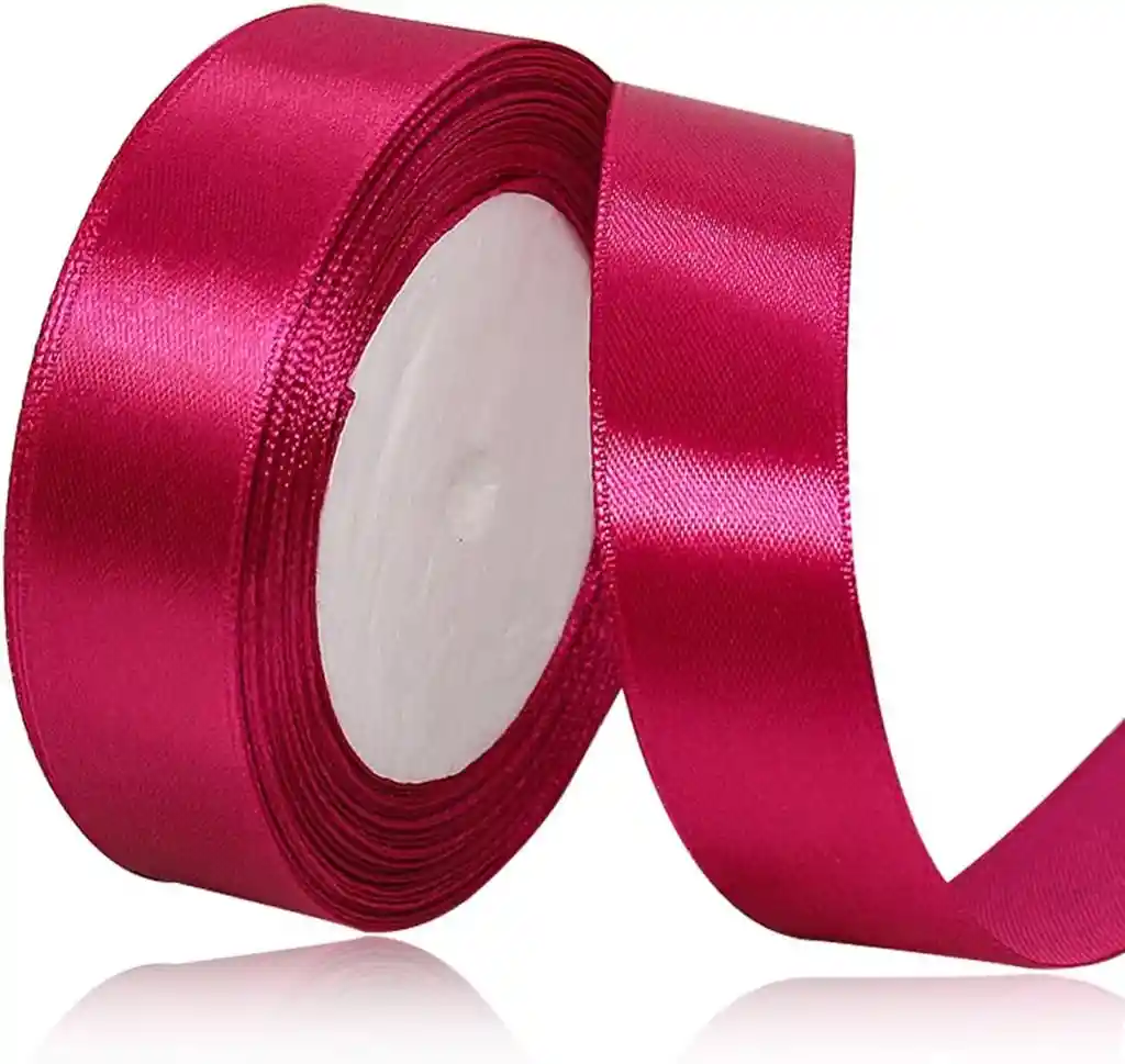 Cinta Listón De Tela Lisa Satinada Color Fucsia 2,5cm X2 Metros