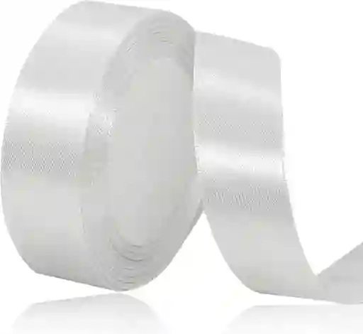 Cinta Listón De Tela Lisa Satinada Color Blanco 2,5cm X2 Metros