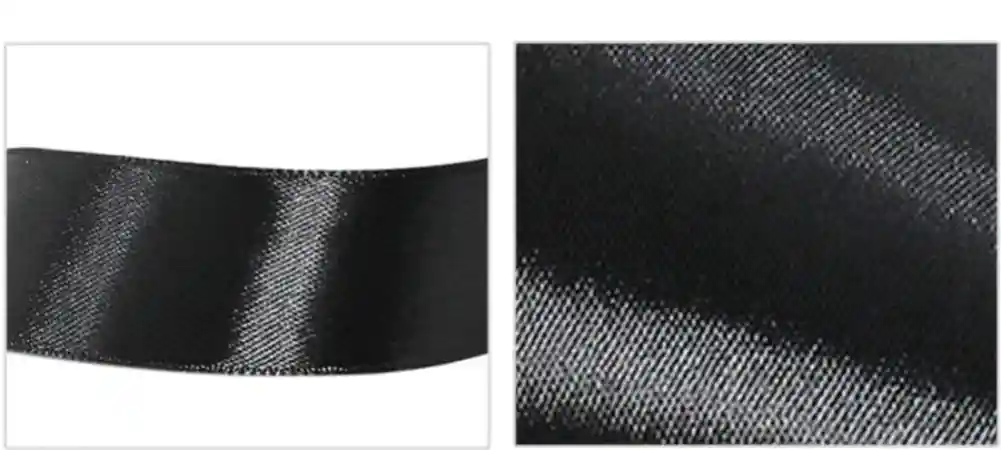 Cinta Listón De Tela Lisa Satinada Color Negro 2,5cm X2 Metros