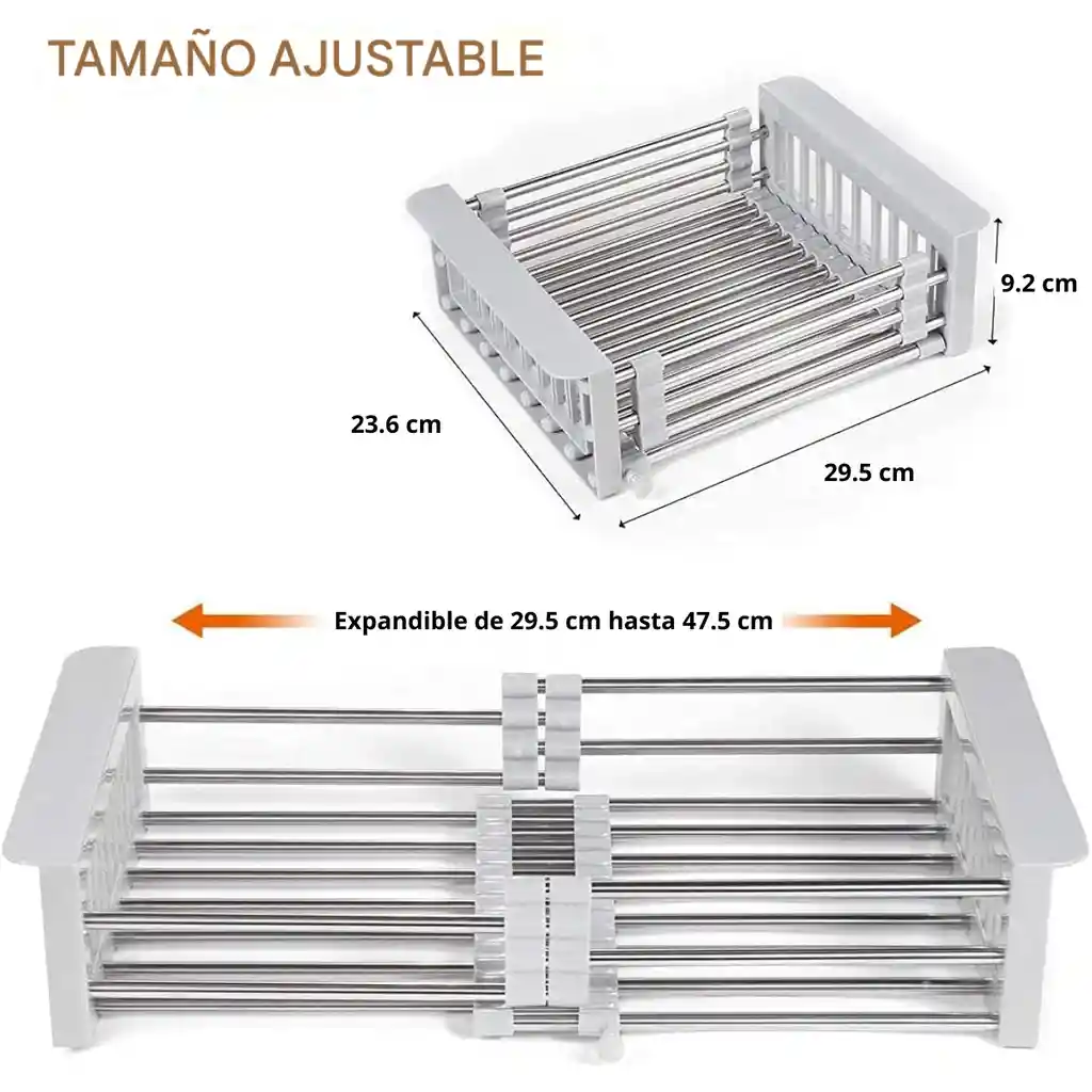 Escurridor Organizador Multiusos Ajustable Acero Inoxidable