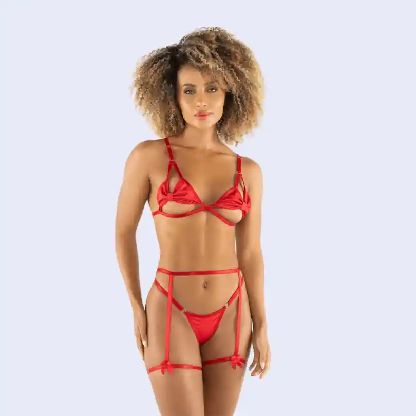 Conjunto Maeve Lencería Lerot (rojo) Talla S/m