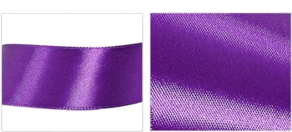 Cinta Liston De Tela Lisa Satinada Color Morado 2,5cm X2 Metros