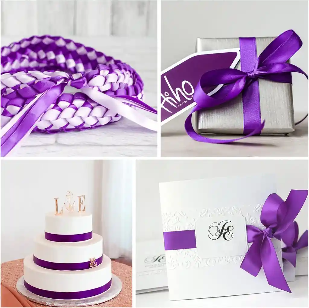 Cinta Liston De Tela Lisa Satinada Color Morado 2,5cm X2 Metros