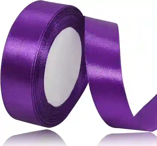 Cinta Liston De Tela Lisa Satinada Color Morado 2,5cm X2 Metros