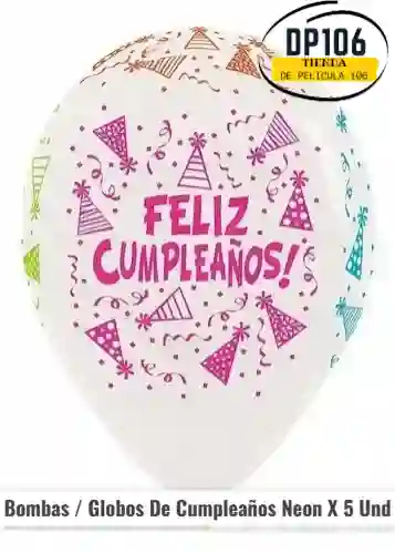 Bombas / Globos De Cumpleaños Neon X 5 Und