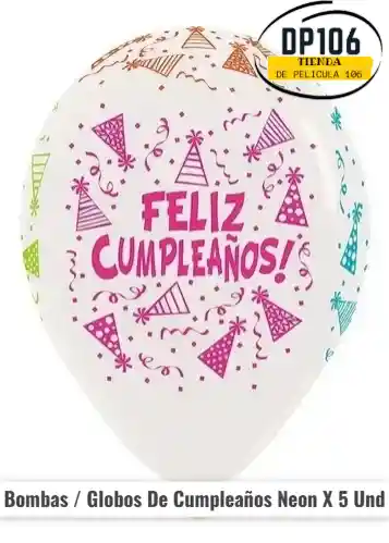 Bombas / Globos De Cumpleaños Neon X 5 Und