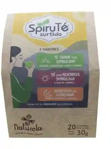 Spirute Surtido 3 Sabores: Te Verde, Te Con Rooibos, Infusion De Curcuma X 20 Unidades Naturela
