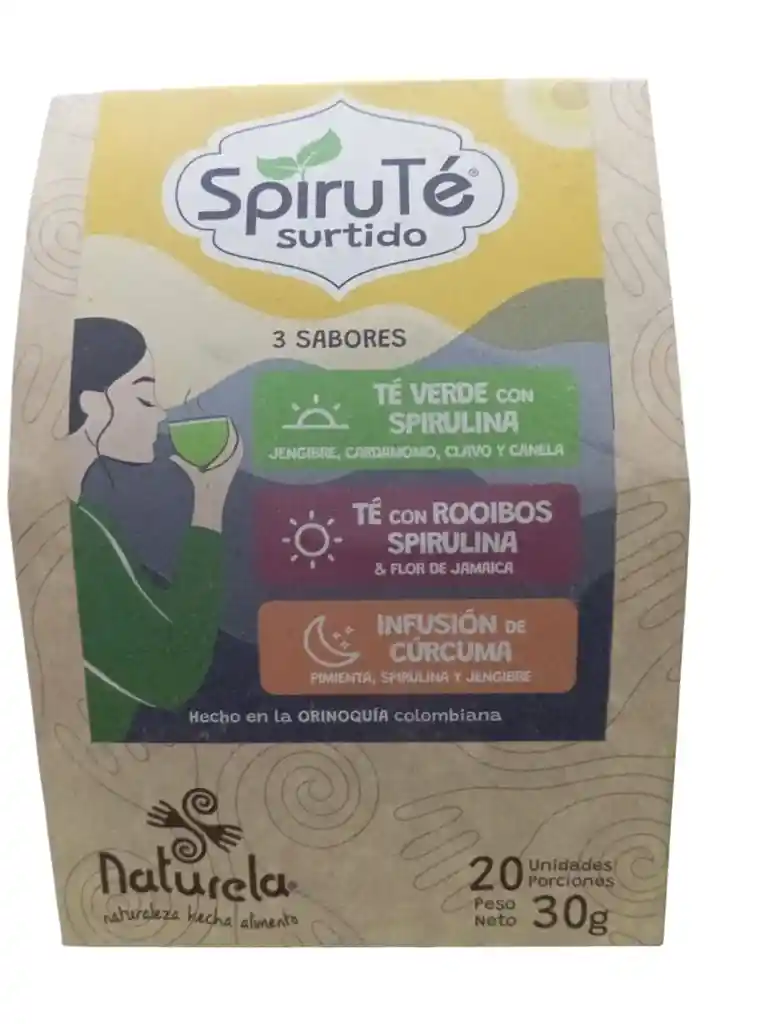 Spirute Surtido 3 Sabores: Te Verde, Te Con Rooibos, Infusion De Curcuma X 20 Unidades Naturela