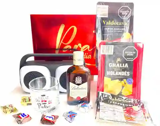 Regalo Especial Con Parlante Y Whisky Ballantines - Regalo Feliz Cumpleaños - Regalo Feliz Dia