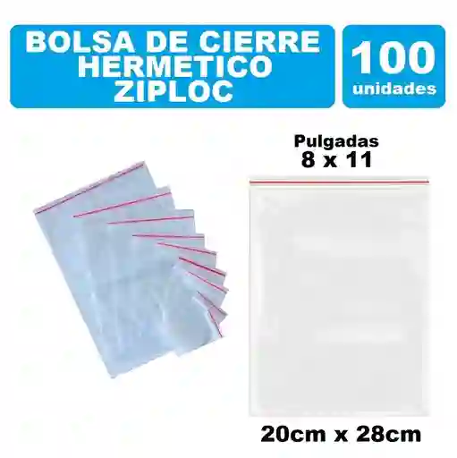 Bolsa Zipper Con Cierre Hermético 20cm X 34cm Por 100und Transparente