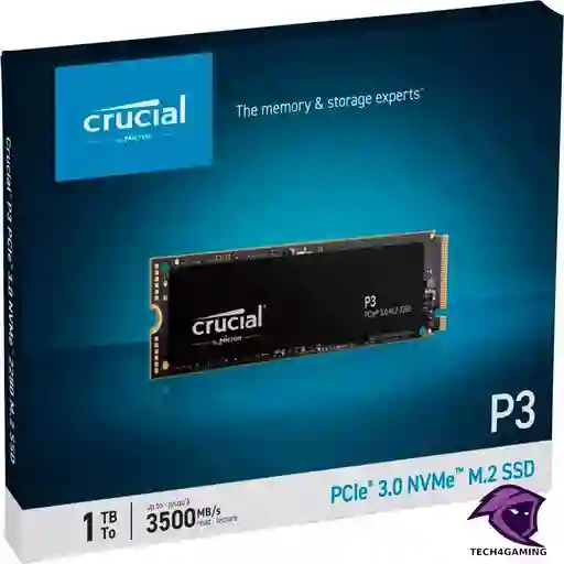 Disco Solido Nvme 1tb Pcie 3.0 M.2 2280 Crucial P3 3500 Mbps Color Negro