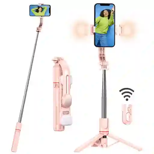 Palo Selfie Con Doble Iluminacion Portátil Con Bluetooth
