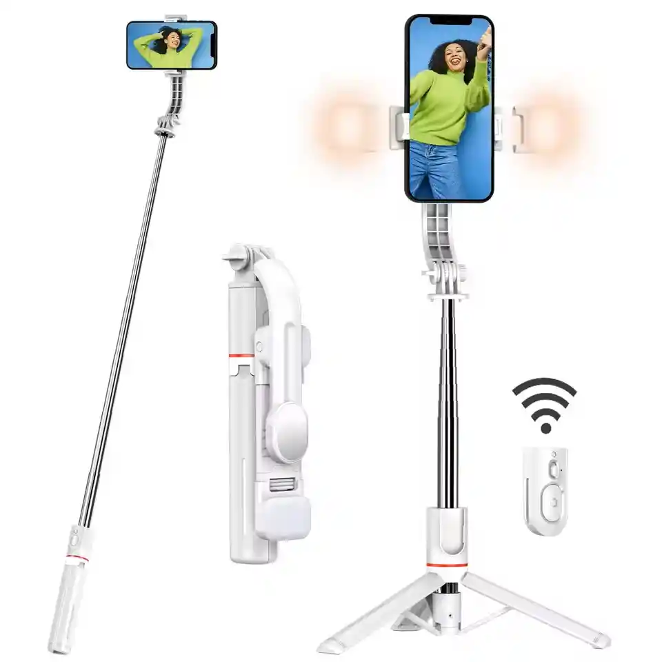 Palo Selfie Con Doble Iluminacion Portátil Con Bluetooth