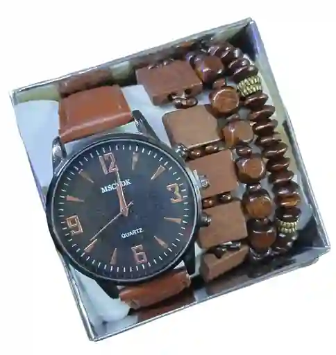 Reloj Para Hombre Marrón Kit Reloj Hombre Pulseras
