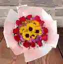 Bouquet Girasoloes Con Rosas