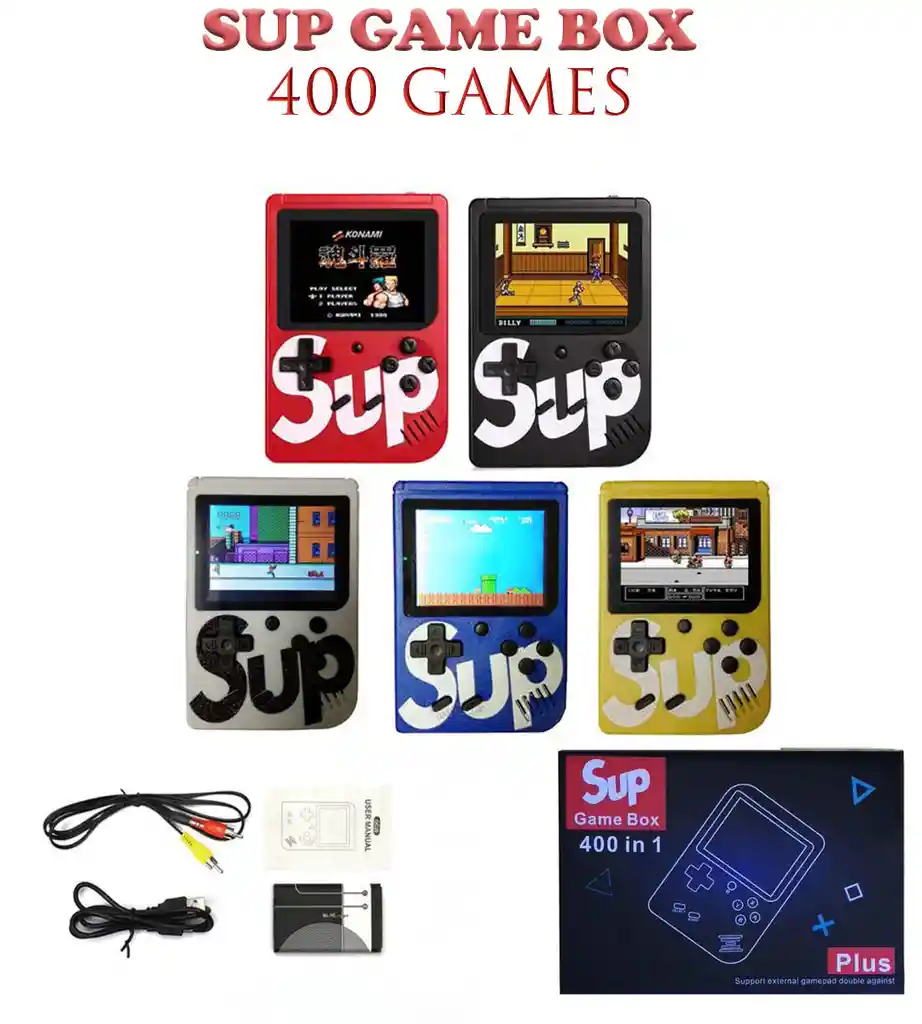 Consola Juego Portatil Viaje Puente Festivo Atari Sup Game Box 400 Juegos Retro Pila Bateria Recargable