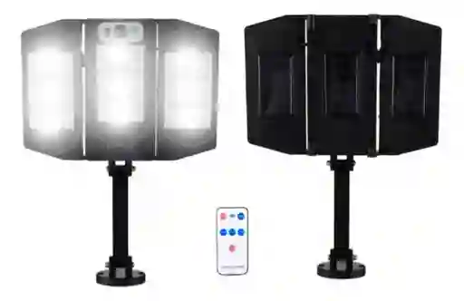 Lampara Reflector Solar Plegable T02 Control Remoto Y Sensor Carcasa Negro Luz Blanca 110v
