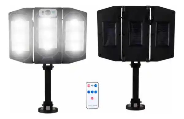 Lampara Reflector Solar Plegable T02 Control Remoto Y Sensor Carcasa Negro Luz Blanca 110v