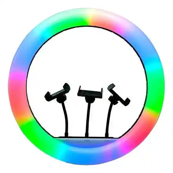 Aro De Luz 56cm Luces Rgb + Calidas, Incluye Tripode