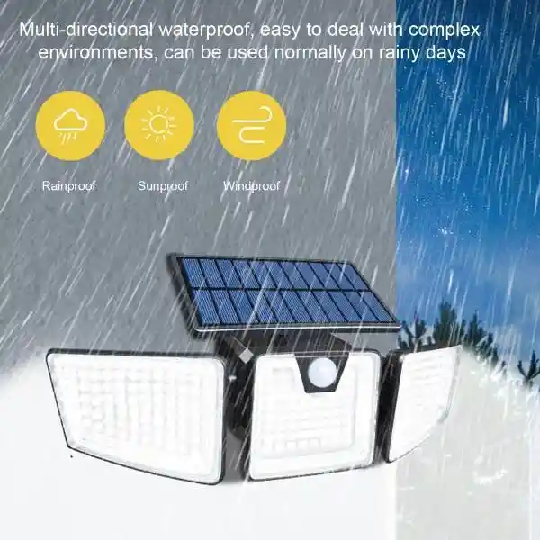 Lampara Foco Led Solar Exterior Sensor Movimiento 3 Direcciones