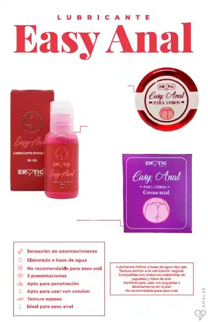 Lubricante Base De Agua - Intimo Easy Anal Gel 30ml