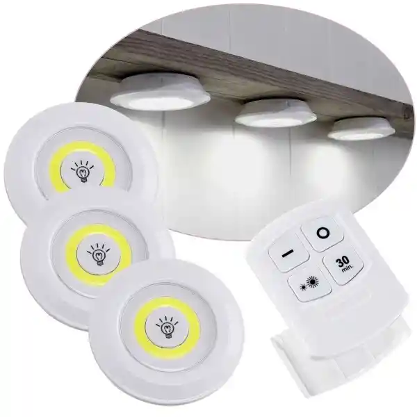 Set De Luces Led Por 3 Con Control Remoto Inalambrico