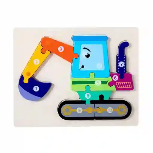 Rompecabezas Montessori Con Numeración 10 Fichas Escavadora