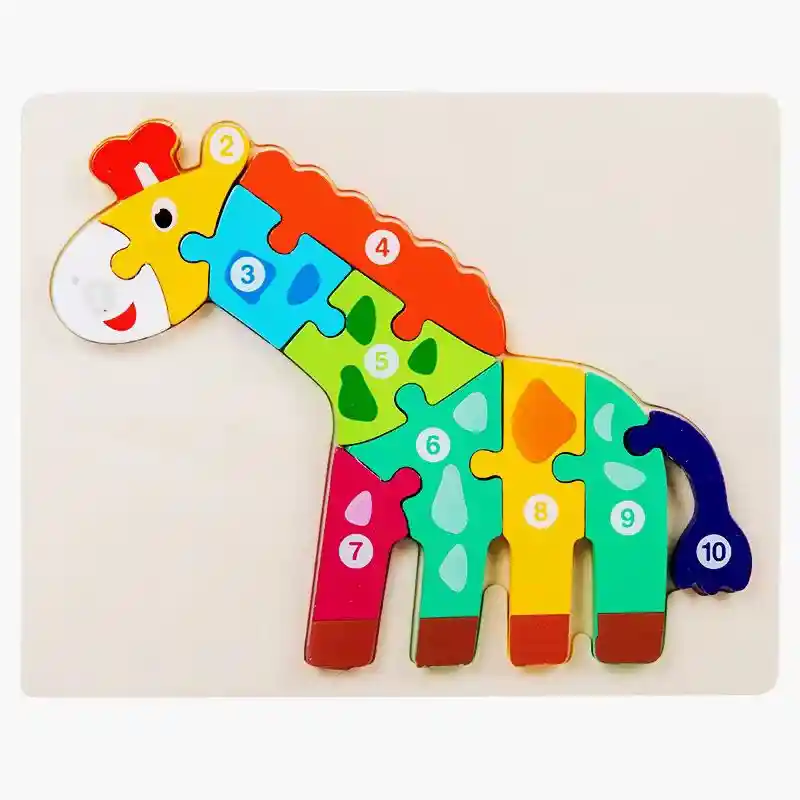 Rompecabezas Montessori Con Numeración 10 Fichas Jirafa