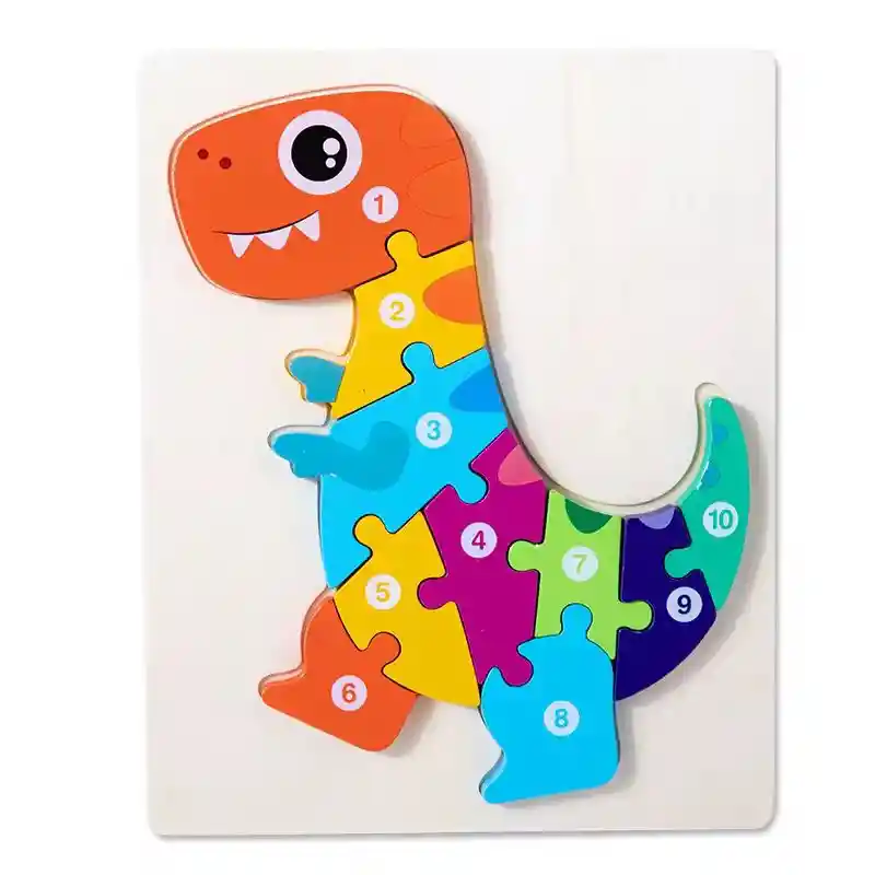 Rompecabezas Montessori Con Numeración 10 Fichas Dinosaurio