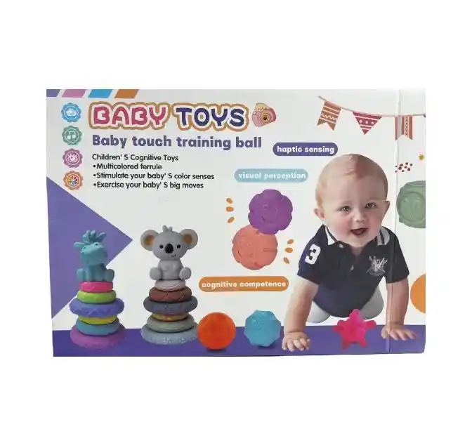 Caja De Pelotas Sensoriales Texturizada Para Bebé X8 Unidades