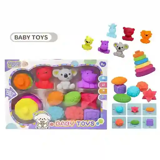 Caja De Pelotas Sensoriales Texturizada Para Bebé X8 Unidades