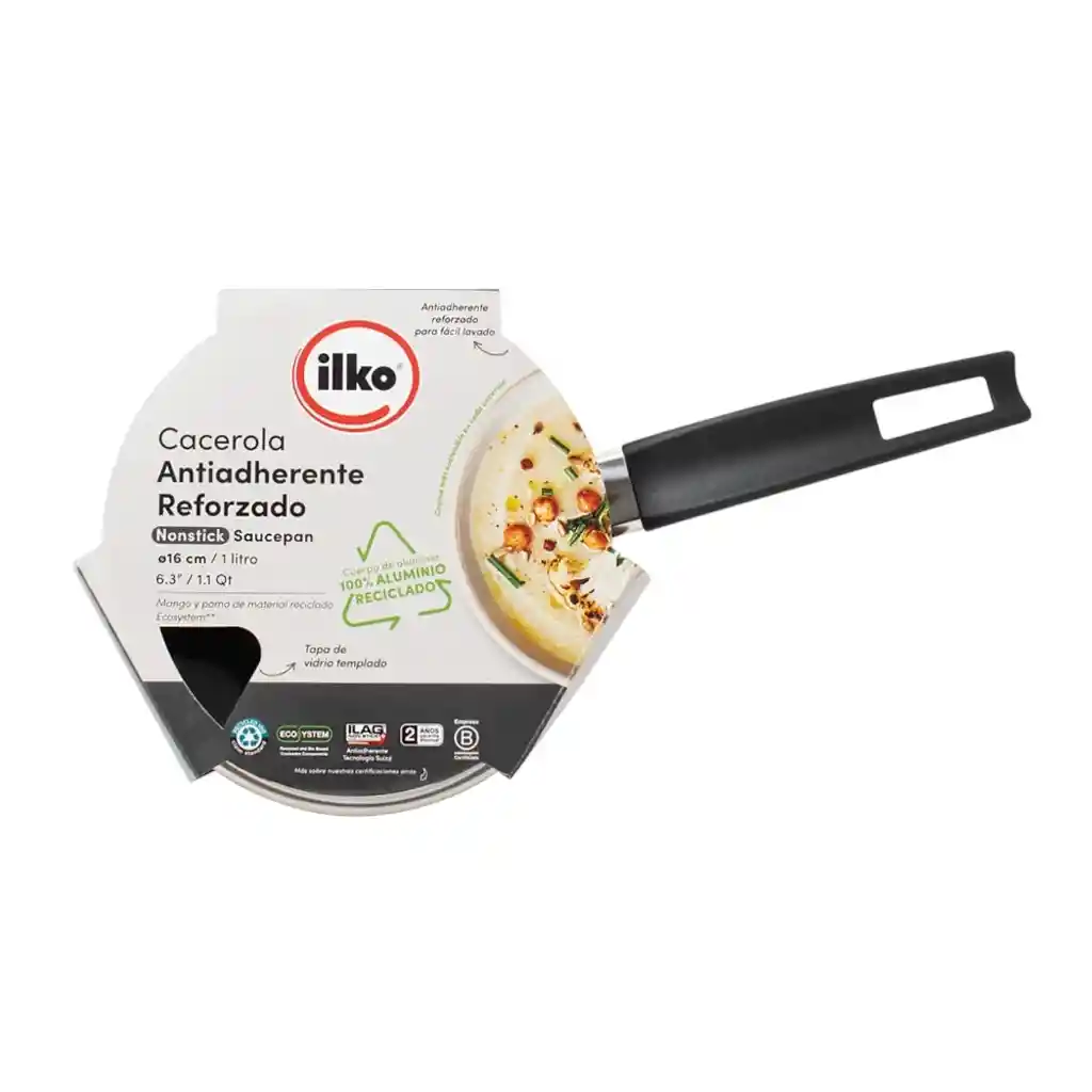 Cacerola Ilko Every Day 16 Cm De Aluminio Reciclado Con Tapa