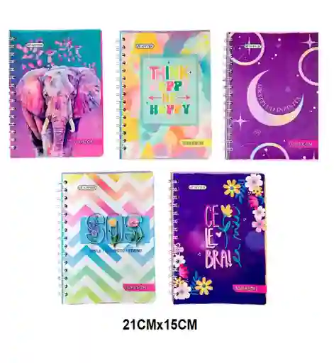 Cuaderno Argollado Pequeño Para Mujer 100 Hojas Cuadriculado Diseños Surtidos