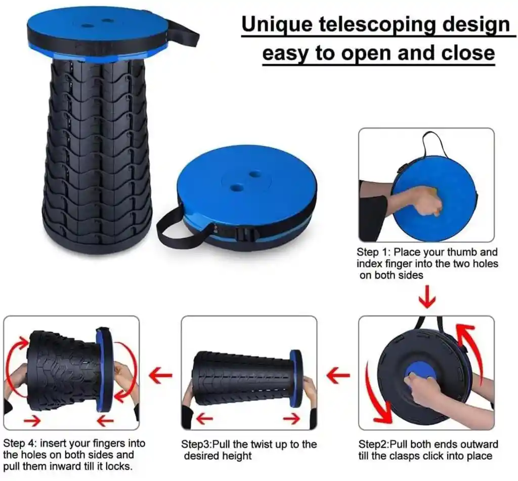 Silla Plegable Redonda Butaca Retráctil Resiste 130 Kg