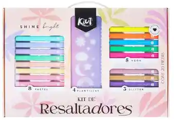 Kit De Resaltadores Kiut X 20 Piezas Caja Beige Norma.