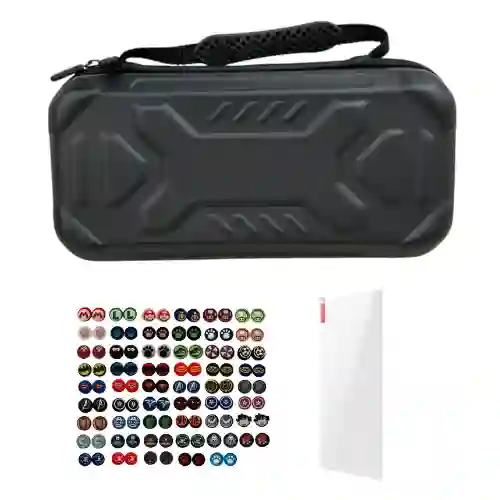 Estuche Con Relieve + Vidrio + 2 Grips Compatible Switch 2