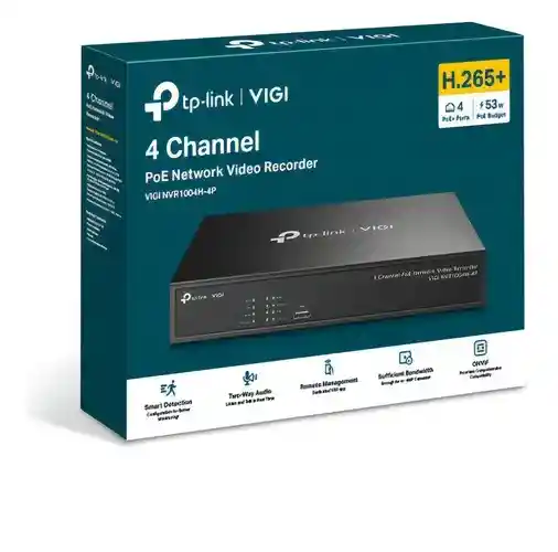 Nvr Tp-link Vigi Nvr1004h 4 Canales Poe+ Grabacion 4k Hdmi