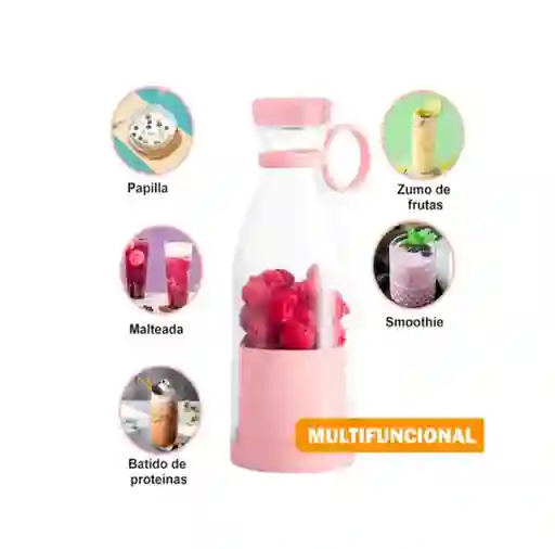 Vaso Licuadora Portátil Recargable 420ml Y 6 Aspas/ Rosa